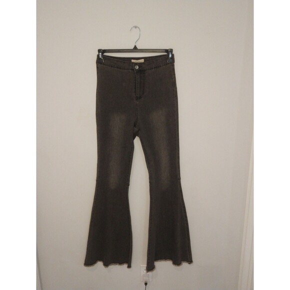 Chelsea & Violet  Hippie Flared Distressed Black Freyed  27 Jeans Boho - Picture 2 of 7